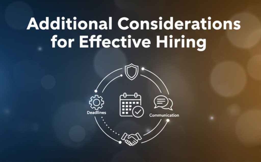 Image illustrating key factors like deadlines and communication, related to hiring experienced SEO writers effectively.