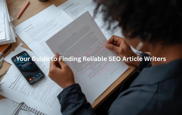 This image depicts a person carefully reviewing documents, suggesting the importance of thoroughly vetting and selecting reliable SEO article writers to ensure content quality and performance.