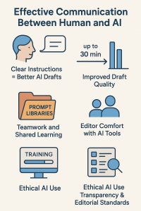 An infographic depicting the benefits of effective communication between humans and AI.