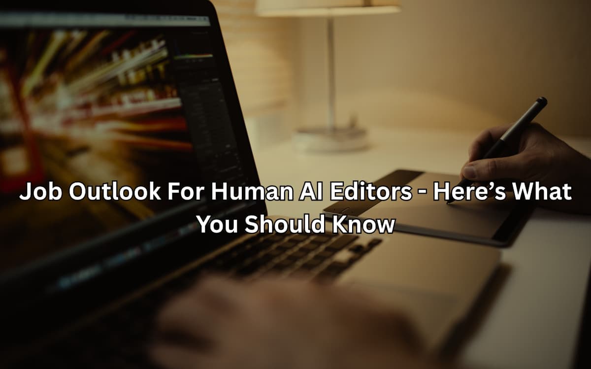 The image shows a person's hands writing on a laptop, with a desk lamp in the background, suggesting a work environment.