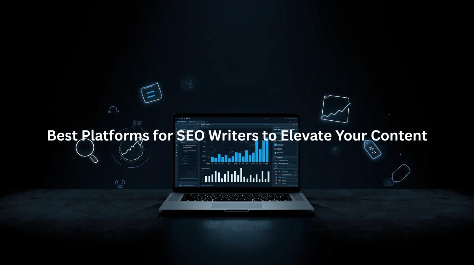 This image highlights the importance of utilizing the right tools and platforms to empower SEO writers in creating high-performing content, focusing on data analysis, keyword research, and content optimization to elevate overall marketing performance.