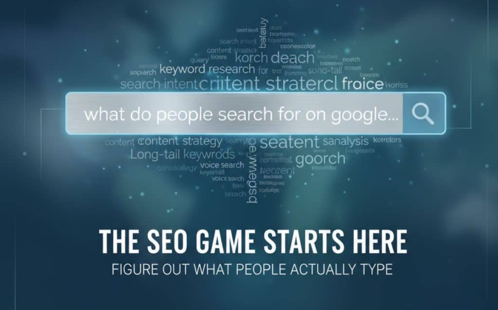 Visual representation of the components of SEO content service, focusing on keyword research and user search behavior.