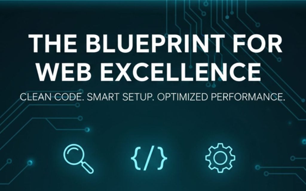 Visual representation of the components of SEO content service, featuring icons related to web excellence and optimization.