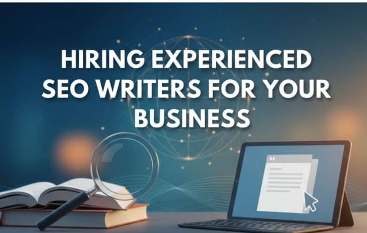 Image of a laptop and open book, illustrating the concept of hiring experienced SEO writers for your business needs.