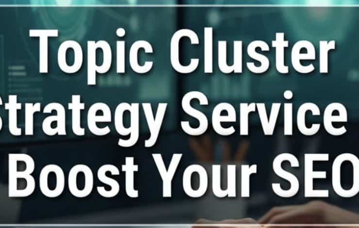 Image of a person analyzing data on screens, illustrating a topic cluster strategy service aimed at boosting SEO.
