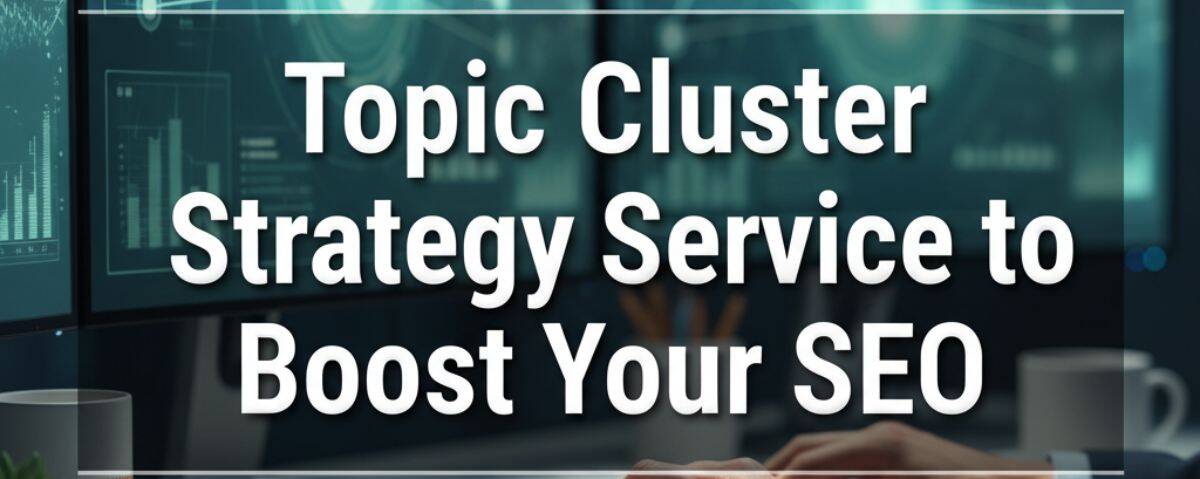 Image of a person analyzing data on screens, illustrating a topic cluster strategy service aimed at boosting SEO.