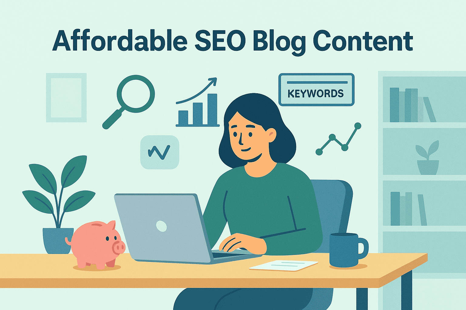 Affordable SEO Blog Content: Boosts Reach Without Breaking the Bank. Showcases key elements like budget, cost efficiency, and SEO metrics.