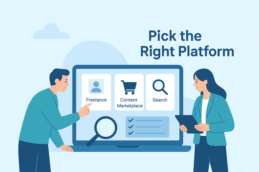 Comparing freelance, marketplace, and search platforms for finding skilled SEO content writers