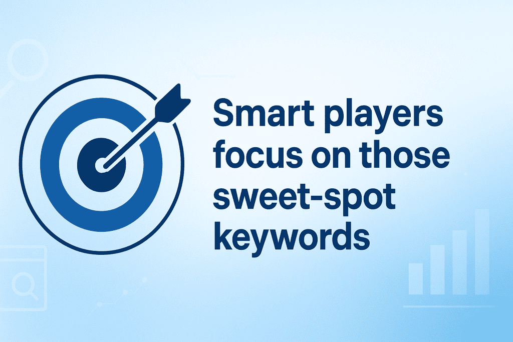 Graphic featuring a target and arrow, illustrating the concept of "SEO Blog Writing Services" focusing on effective keywords.