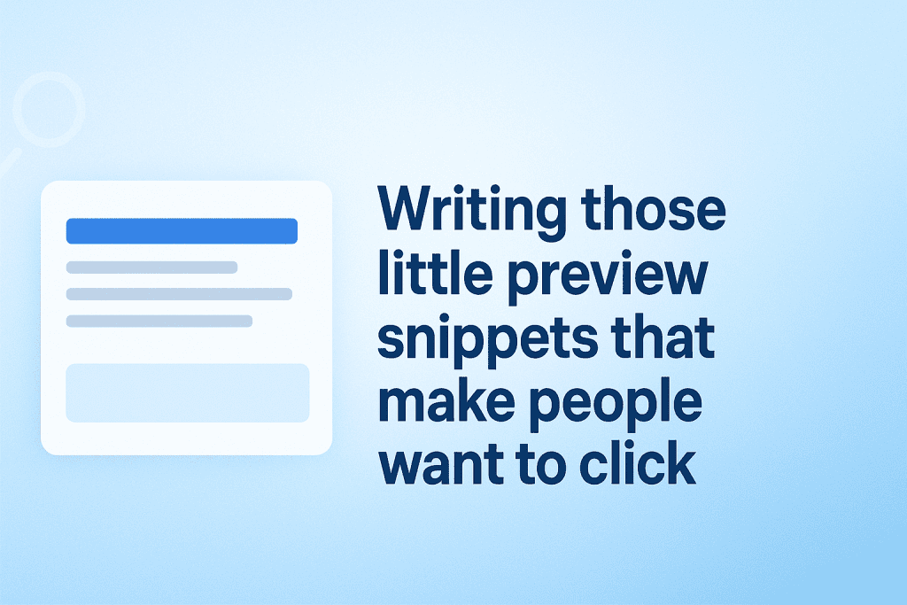 Illustration of a content snippet, emphasizing "SEO Blog Writing Services" that attract clicks through engaging previews.