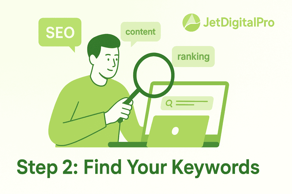 SEO professional researching keywords for pillar pages to improve content strategy and website search engine performance