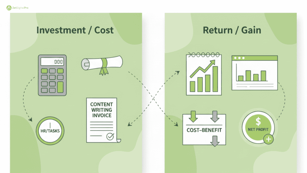Learn how to track ROI SEO writing service effectively by comparing your content costs with the real revenue and conversions it brings in.