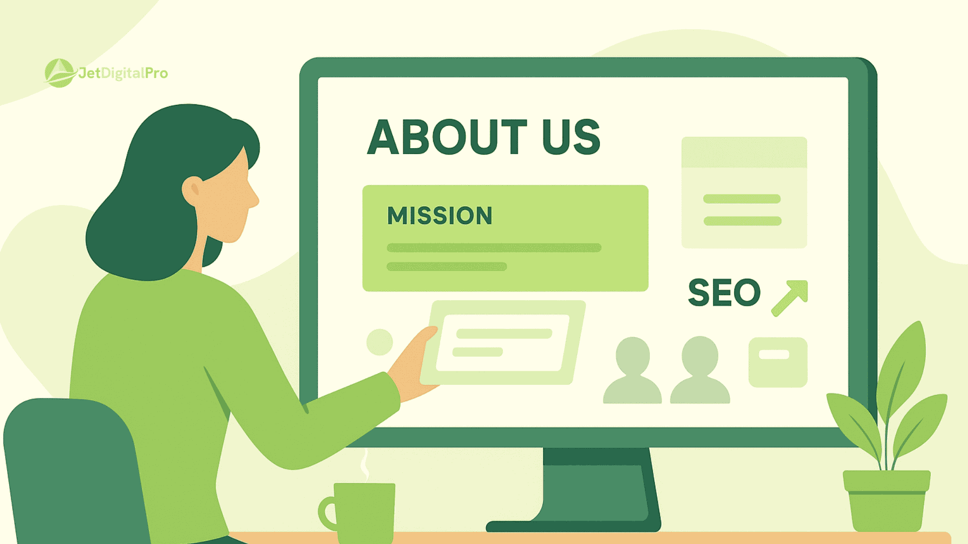 “Writing an SEO friendly About Us page that converts, focusing on mission, SEO optimization, and user engagement”.