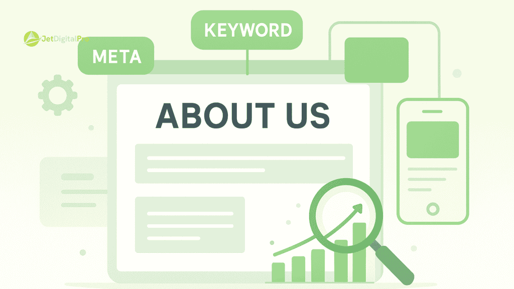 “Optimizing the About Us page with SEO elements like meta, keywords, and data visualization to drive conversions”.