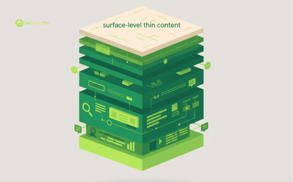 A conceptual representation showing why depth is your greatest weapon for building stronger content authority and online presence.