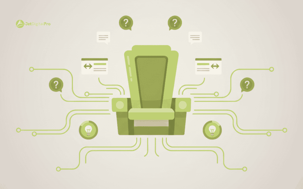 A conceptual illustration showing the throne room where content and search intent meet, explaining why content is king SEO by aligning user needs with optimal engagement.