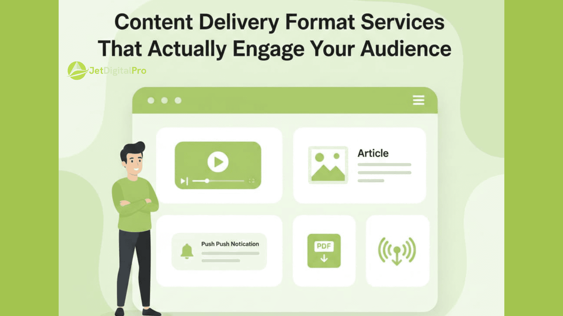An illustrative layout featuring buttons for multimedia content like videos, images, and notifications, emphasizing user interaction and engagement.