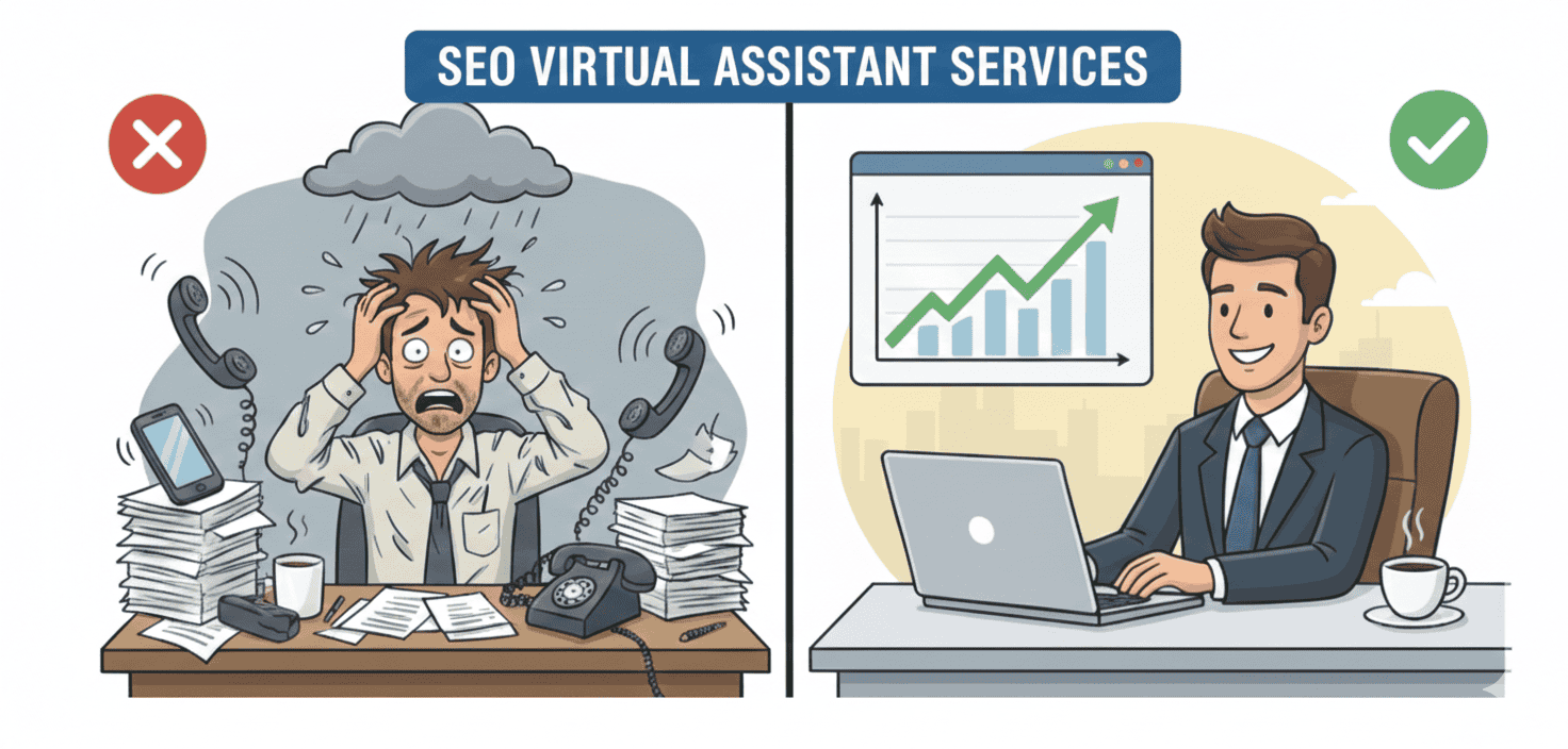 Before and After - Stressed vs Relaxed Agency Owner