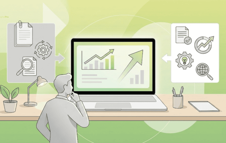 A productive workspace showcases digital analytics and business growth, highlighting the capabilities of top SEO content agencies.