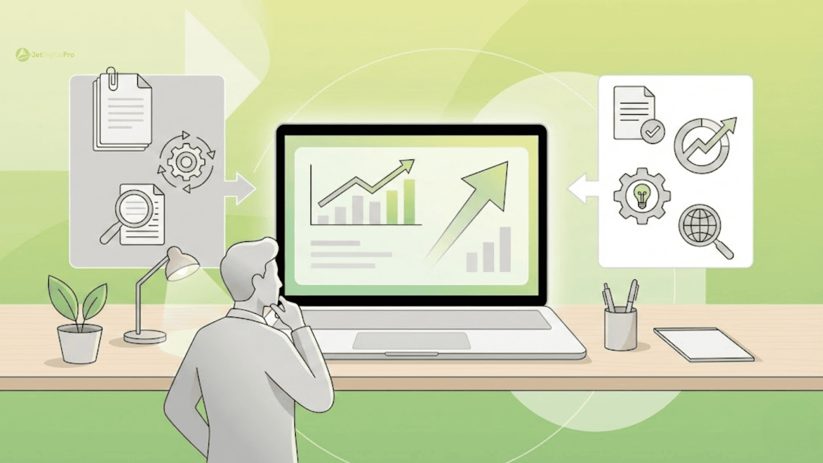 A productive workspace showcases digital analytics and business growth, highlighting the capabilities of top SEO content agencies.