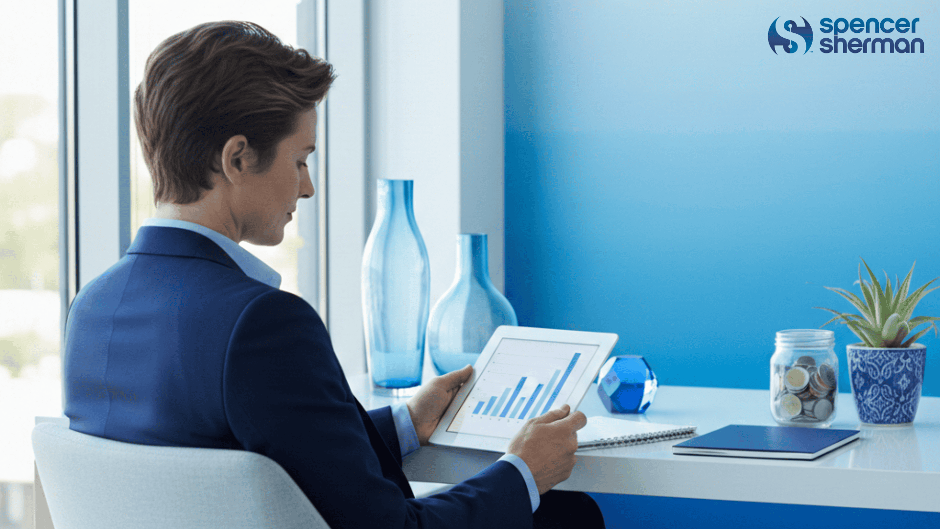 Professional analyzing financial data charts on tablet, understanding the psychology of your financial numbers