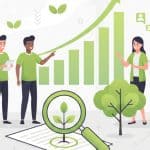 Agency vs Freelancer for SEO Content illustrated with team reviewing growth charts and content performance