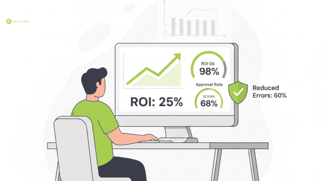 An agency analyst monitoring real-time ROI and performance metrics within a quality control process agency framework.