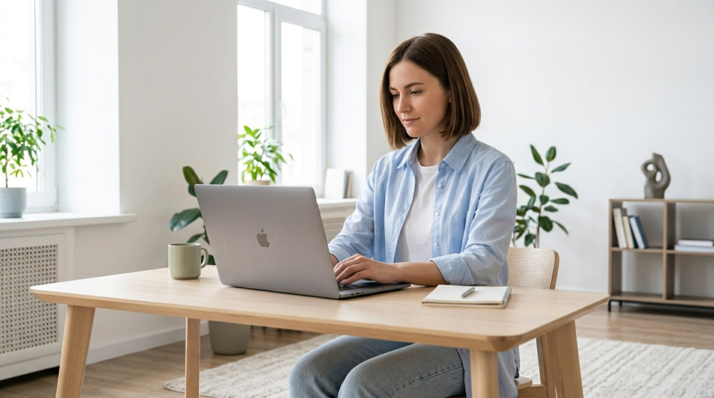 A calm professional, confident in decision-making, evaluates professional site trust signals while finding an expired domain in SEO.