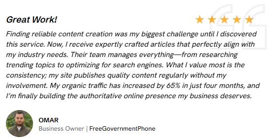 Client review from the telecom operator carrier SEO project